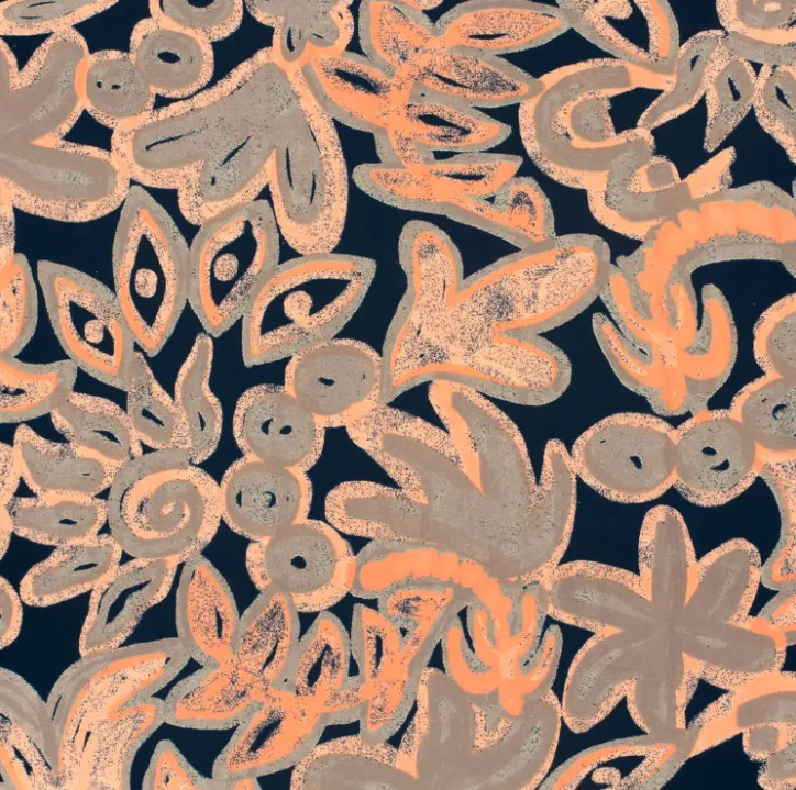 Viscose tricot bedrukt bloemen oranje - My Image